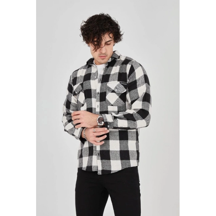 Erkek Uzun Kollu Oduncu Gömlek - Siyah