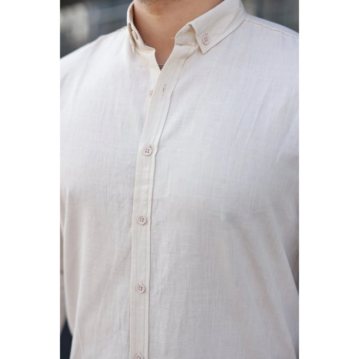 Erkek Uzun Kollu Rahat Keten Gömlek