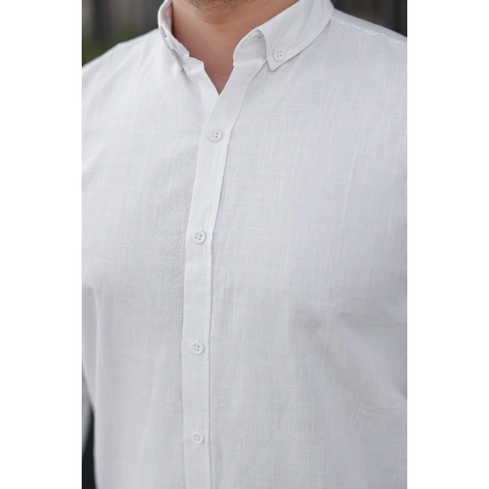 Erkek Uzun Kollu Rahat Keten Gömlek