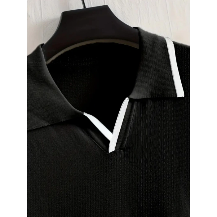 Erkek Uzun Kollu Yakalı Triko Tişört