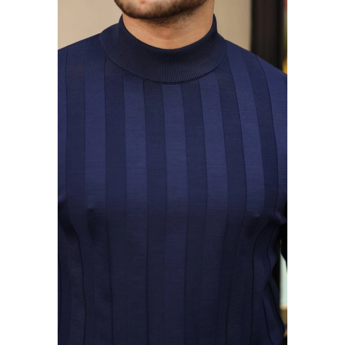 Erkek Yarım Balıkçı Yaka Kabartma Desenli Triko