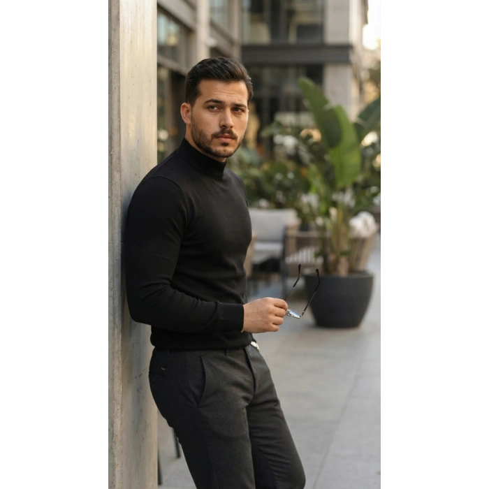 Erkek Yarım Balıkçı Yaka Pamuklu Triko