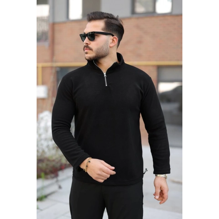Erkek Zip Yaka Beli Lastikli Polar