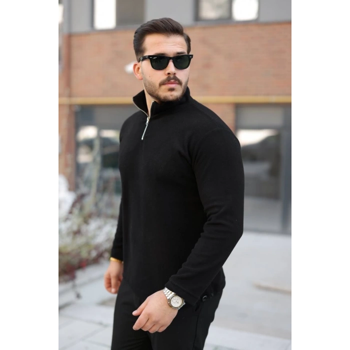 Erkek Zip Yaka Beli Lastikli Polar