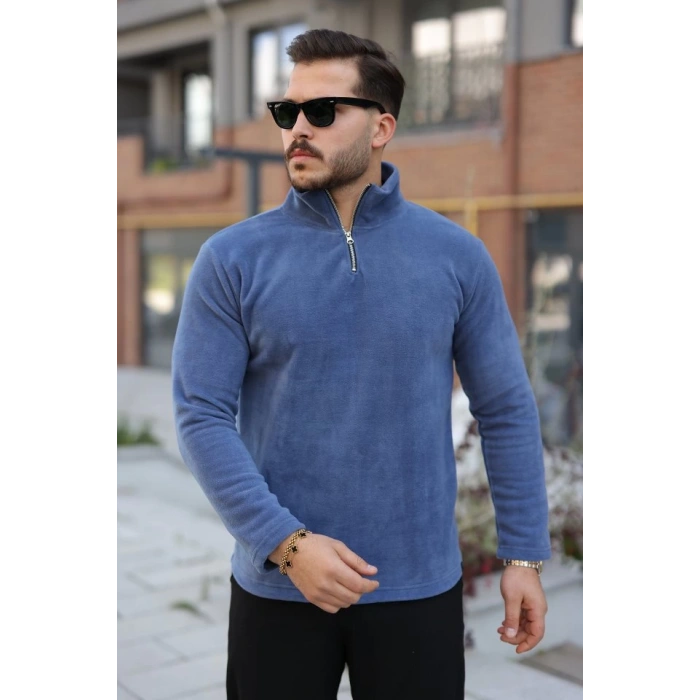 Erkek Zip Yaka Beli Lastikli Polar