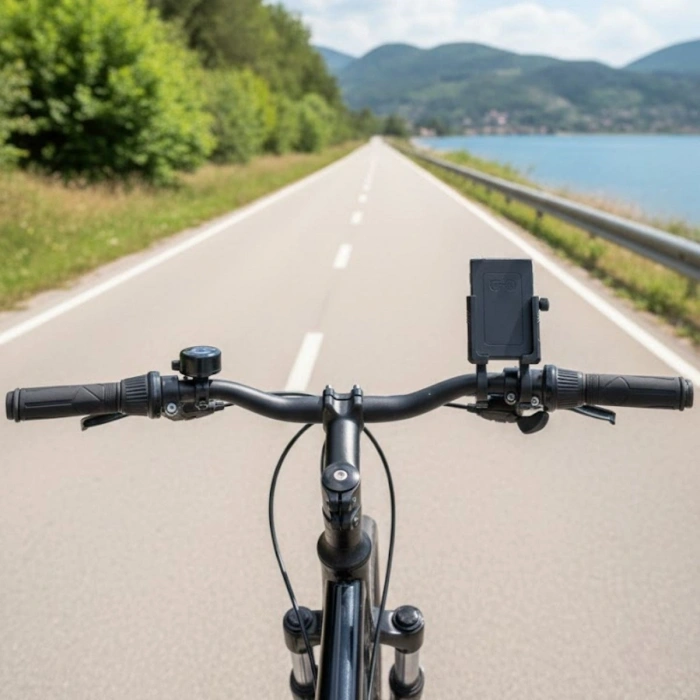 Evrensel Motosiklet Telefon Tutucu – Kaymaz, Kilitlenebilir Güvenli Tutuşlu, 360° Ayarlanabilir Gidon Bağlantılı Akıllı Telefon Aparatı (4940)