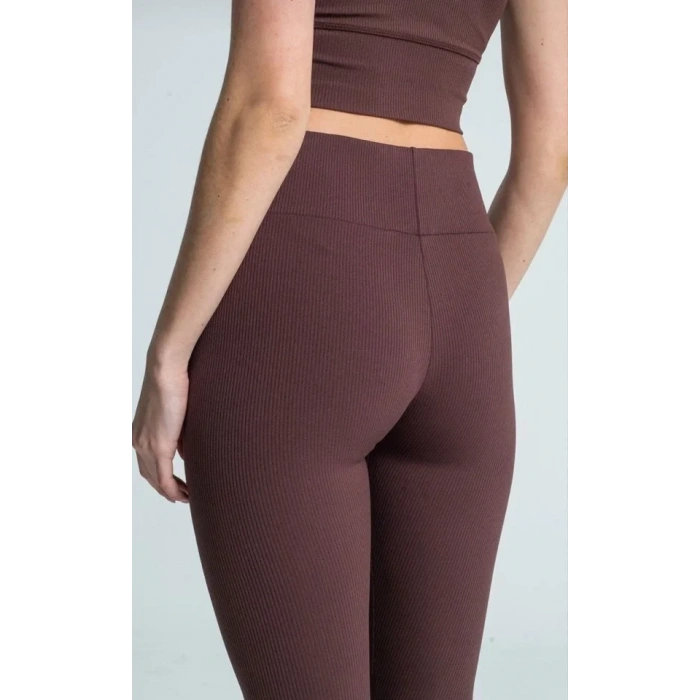 Fitilli Full Likralı Yüksek Bel Toparlayıcı Tayt Günlük Ve Spor Kullanım - Kahverengi