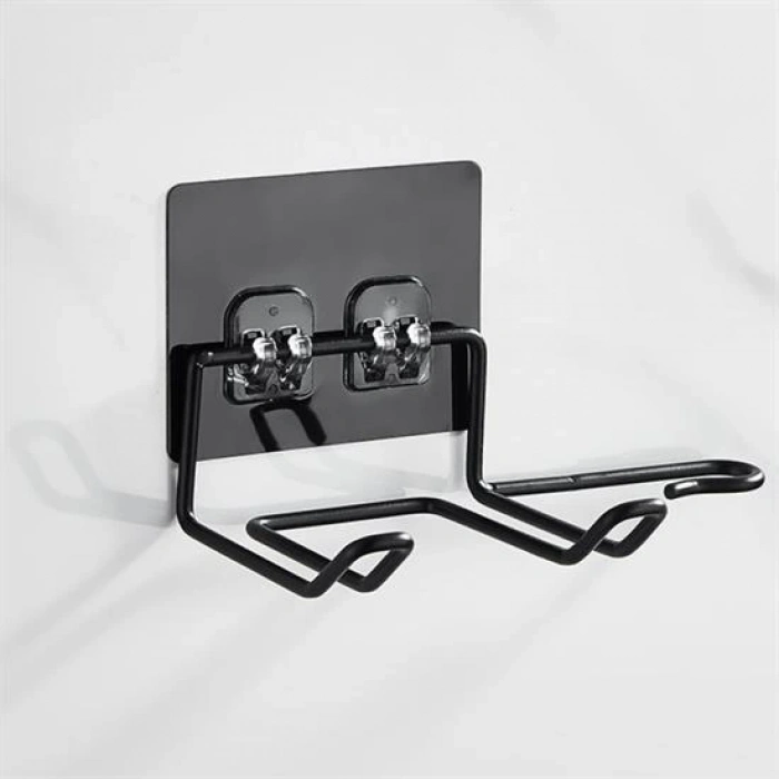 Fön Makine Askısı Siyah Yapışkanlı Fön Makine Tutucu (4940)