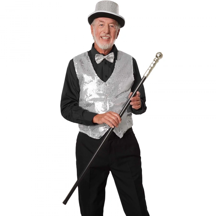 Gece Işıltısı Gümüş Payetli Pullu Papyon 7x2 cm (4940)