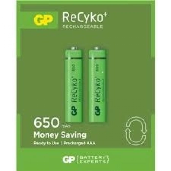 GP RECYKO 650mAh AAA ŞARJLI İNCE PİL 63C092  2Lİ KART (4940)