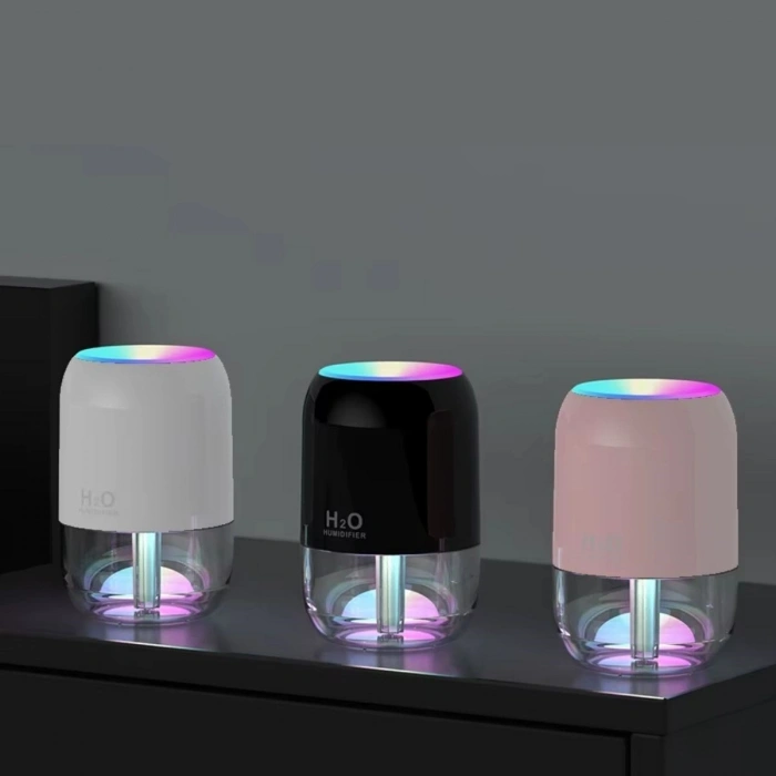H2O Model Şeffaf Hazneli Hava Nemlendirici-Ultrasonik Soğuk Buhar Makinesi, LED Işıklı Masaüstü Oda Nemlendirici (4940)