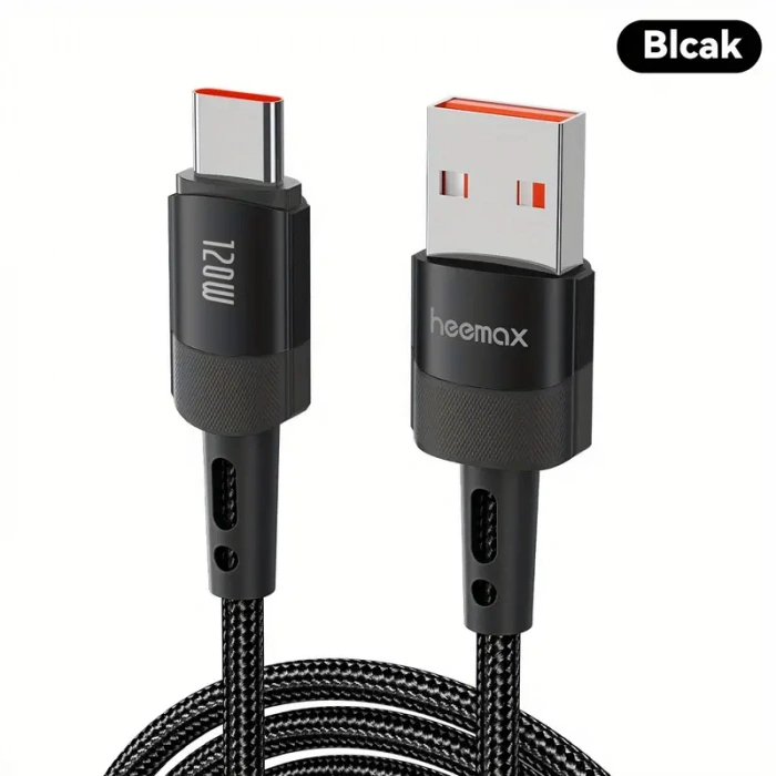 HEEMAX 120W USB A - USB C Hızlı Şarj Kablosu (7A),iPhone 16/15, Galaxy S25–S21, MacBook, iPad, Laptop Uyumlu
