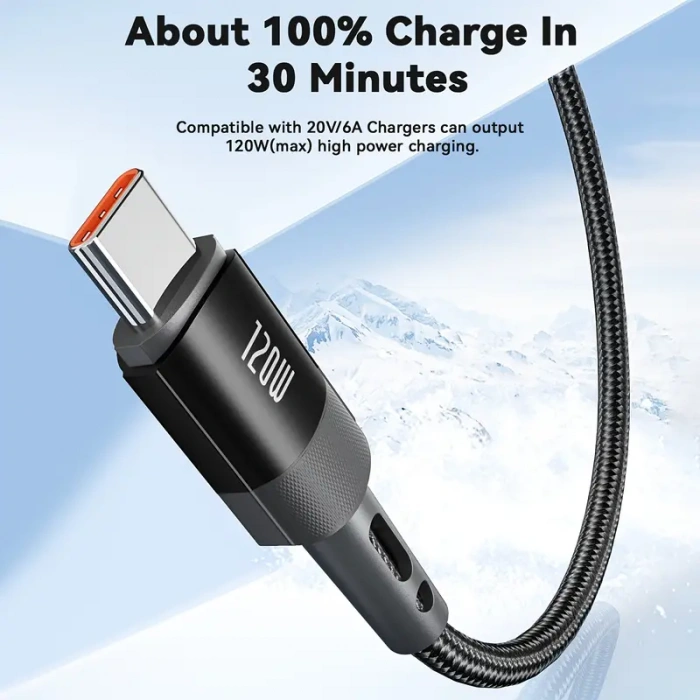 HEEMAX 120W USB A - USB C Hızlı Şarj Kablosu (7A),iPhone 16/15, Galaxy S25–S21, MacBook, iPad, Laptop Uyumlu