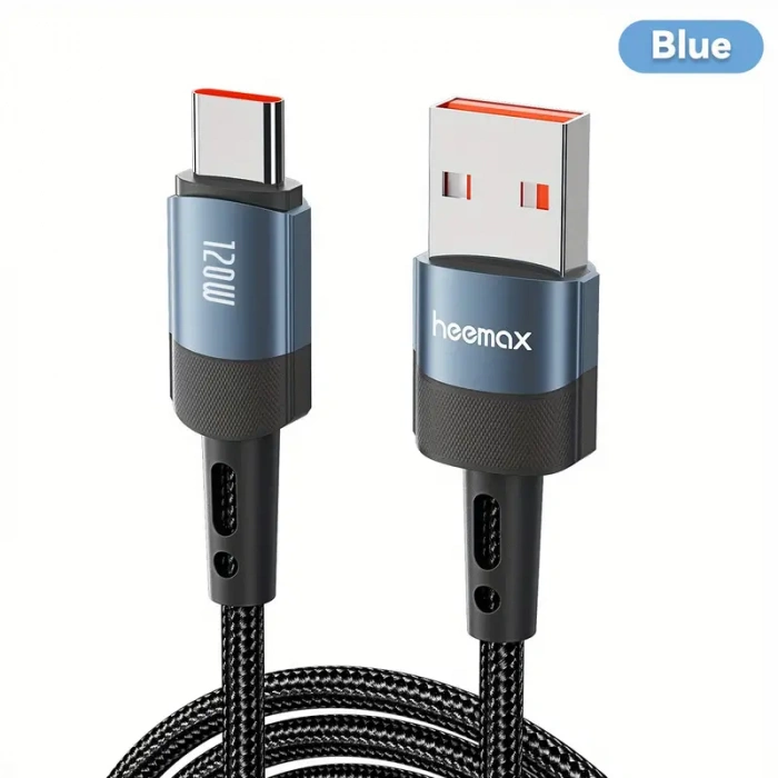 HEEMAX 120W USB A - USB C Hızlı Şarj Kablosu (7A),iPhone 16/15, Galaxy S25–S21, MacBook, iPad, Laptop Uyumlu
