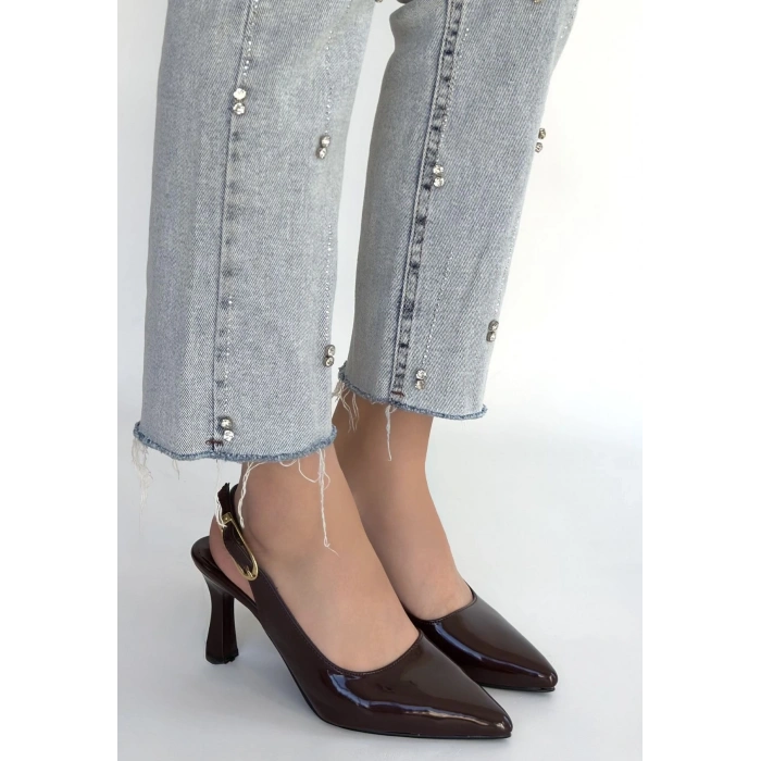 Hies Kahverengi Rugan Topuklu Ayakkabı