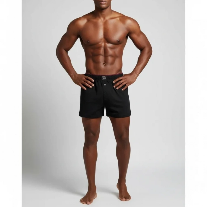 Huma One Erkek Havlu Bel Düz Boxer Battal Boy 3XL Siyah Renk