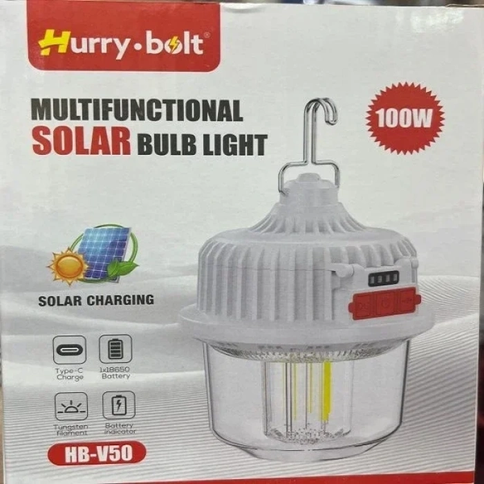 Hurry Bolt Hb-v50 100w Güneş Şarjlı Solar Lamba Kamp (4940)