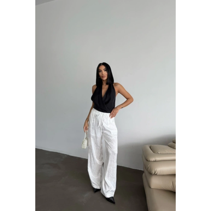 JAKAR SATEN PANTOLON - Beyaz