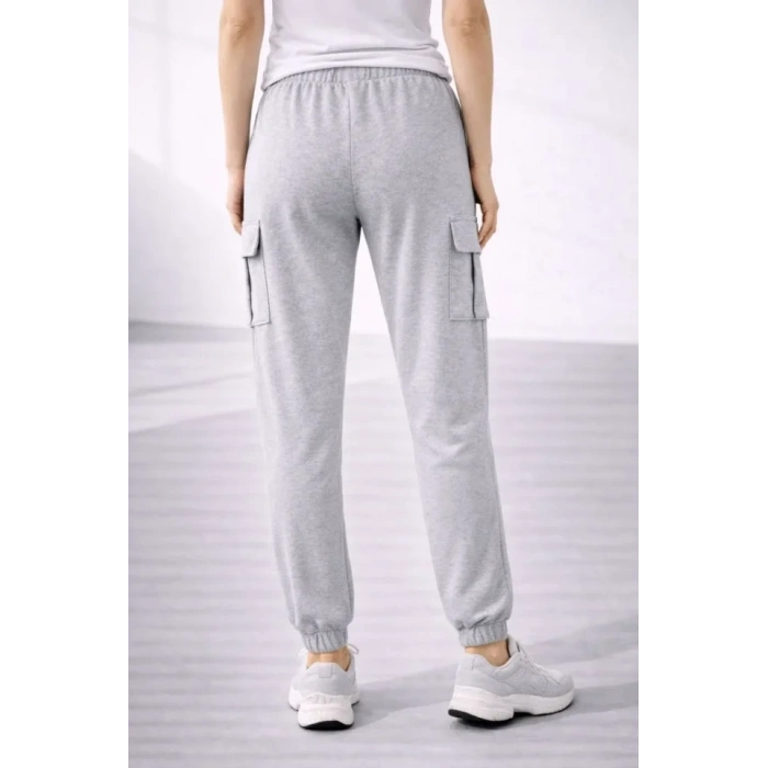 Jogger Eşofman Altı Rahat Kalıp, Kargo Cepli, Lastikli Paça, Günlük Spor Pantolon - Gri