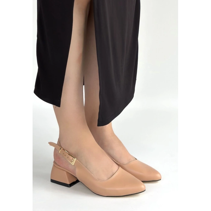 Jonji Nude Cilt Topuklu Kemerli Ayakkabı