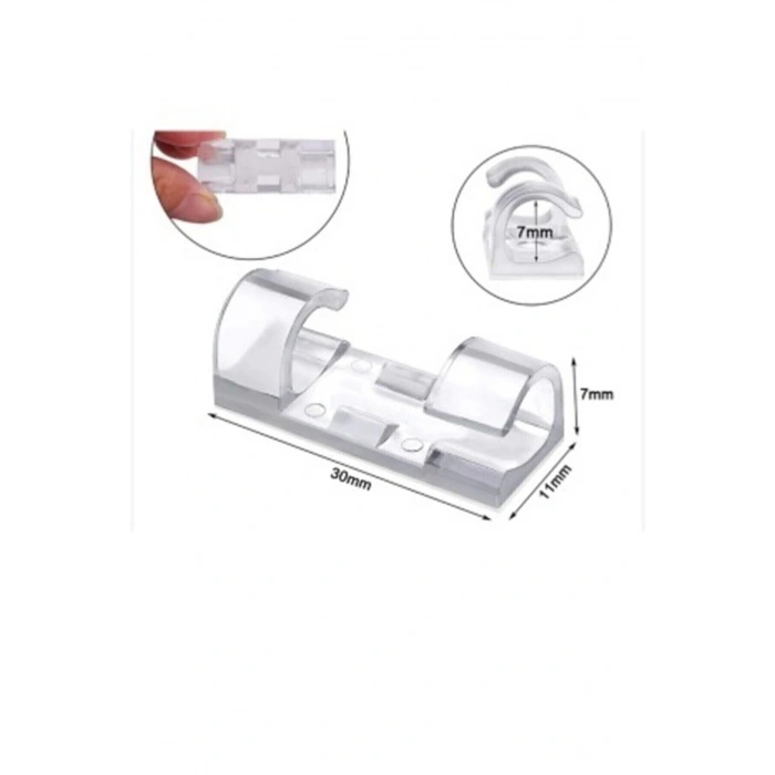 Kablo Sabitleyici Klipsler 20 Adet Kablo Düzenleyici Duvar Fayans Cam Kablo Tutucu Yapışkanlı Klips (4940)