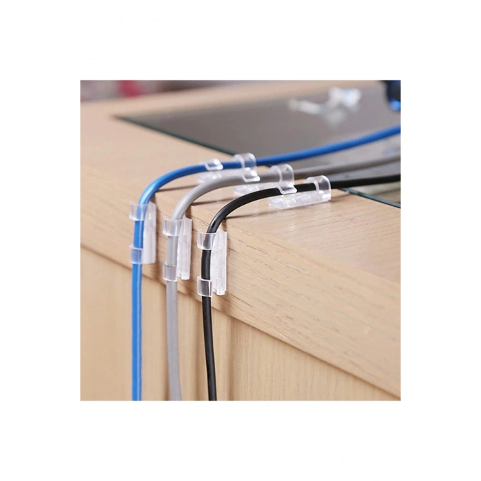 Kablo Sabitleyici Klipsler 20 Adet Kablo Düzenleyici Duvar Fayans Cam Kablo Tutucu Yapışkanlı Klips (4940)