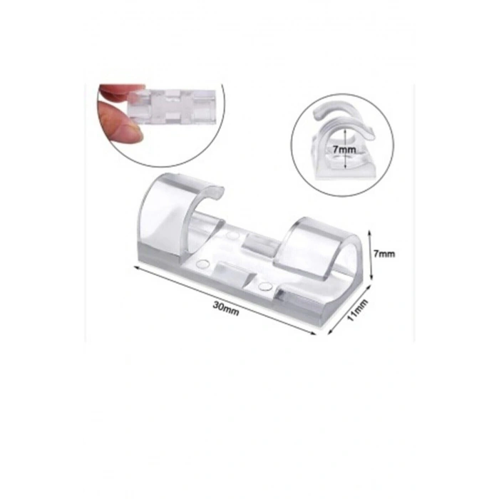 Kablo Sabitleyici Klipsler 20 Adet Kablo Düzenleyici Duvar Fayans Cam Kablo Tutucu Yapışkanlı Klips (4940)