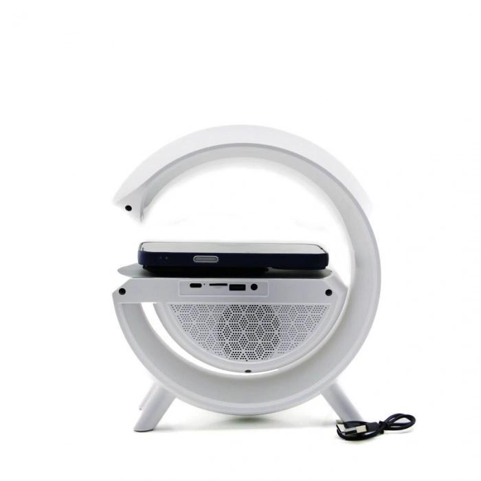 KABLOSUZ ŞARJLI HOPARLÖR SPEAKER G KASA RGB IŞIKLI SAAT FM RADIO ALARM BT USB TF AUX (4940)