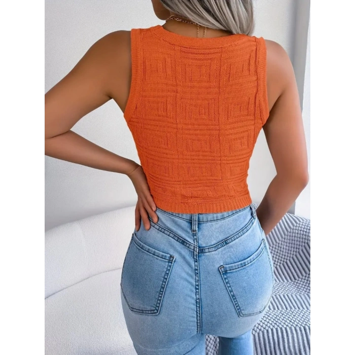 Kadın Askılı Bisiklet Yaka Güpüs Dekolteli Triko Crop Bluz