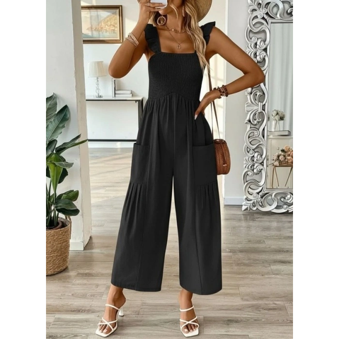 Kadın Askılı Gipe Detaylı Cepli Uzun Tulum