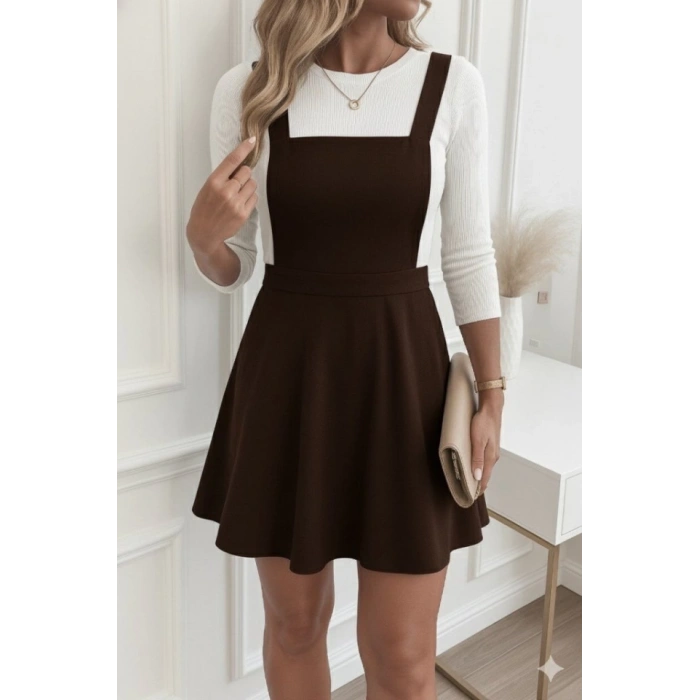 Kadın Askılı Sırttan çapraz Detaylı Kısa Kiloş Kadife Mini Elbise