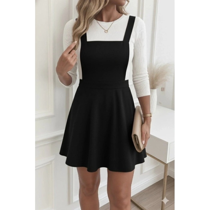 Kadın Askılı Sırttan çapraz Detaylı Kısa Kiloş Kadife Mini Elbise