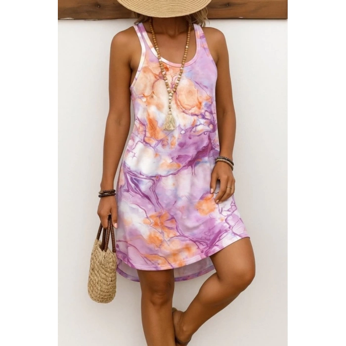 Kadın Askılı Sporcu Yaka Baskılı Süprem Elbise