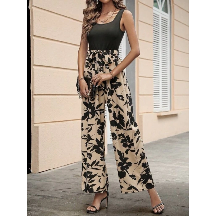 Kadın Askılı Yuvarlak Yaka Beli Kuşaklı üst Viskon Alt Dalgıç Tulum