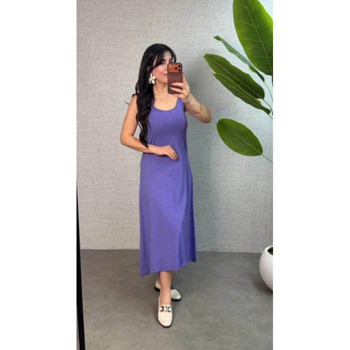 Kadın Askılı Yuvarlak Yaka Süprem Kumaş Elbise