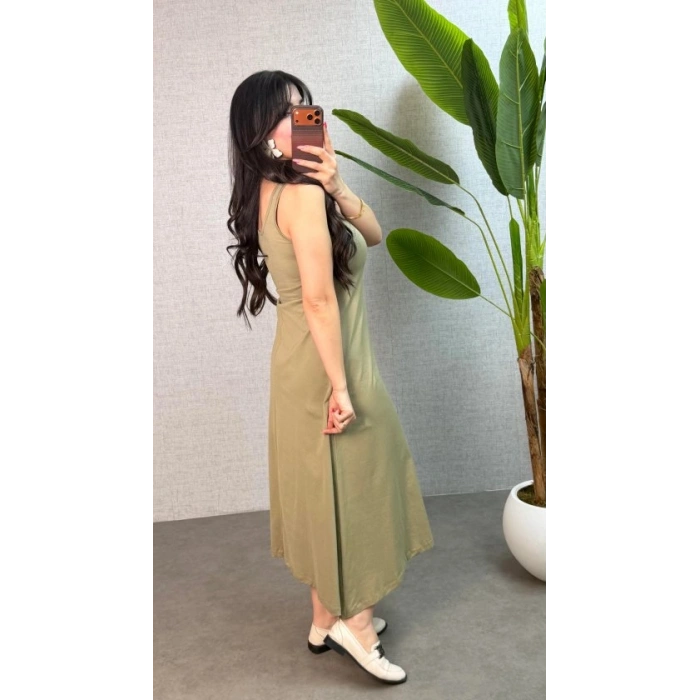 Kadın Askılı Yuvarlak Yaka Süprem Kumaş Elbise