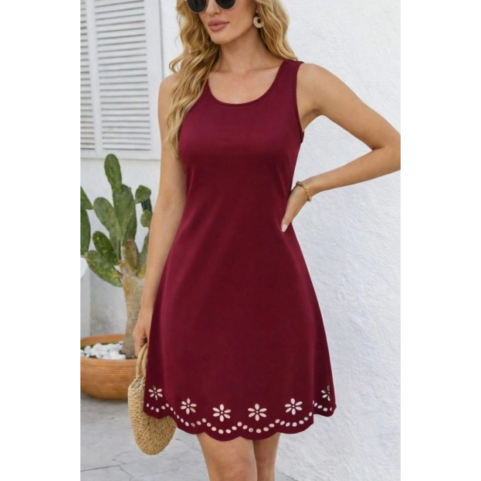 Kadın Askılı Yuvarlak Yakalı çiçek Desenli Ithal Krep Kısa Elbise