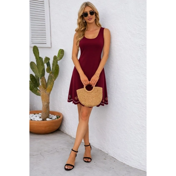 Kadın Askılı Yuvarlak Yakalı çiçek Desenli Ithal Krep Kısa Elbise