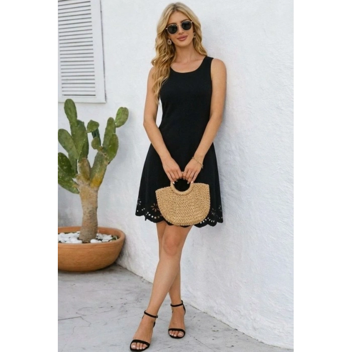 Kadın Askılı Yuvarlak Yakalı çiçek Desenli Ithal Krep Kısa Elbise