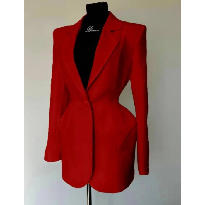 Kadın Atlas-dokuma Kumaş Ceket Elbise