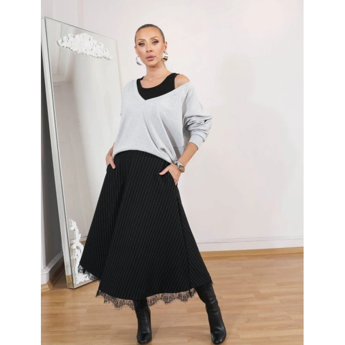 Kadın Atlet Bluz Ve Etek üçlü Takım