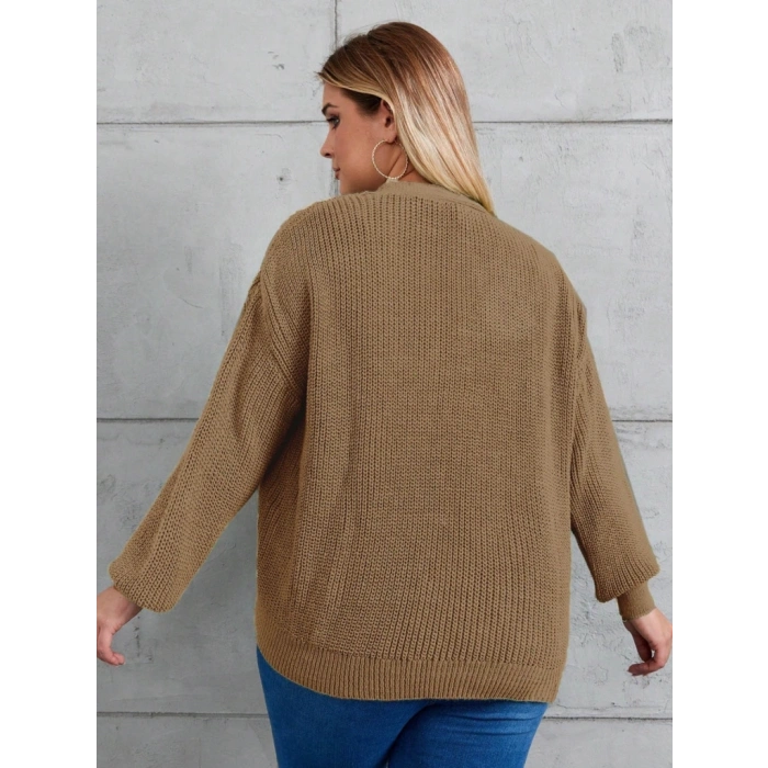 Kadın Beş Düğme Büyük Beden Triko Hırka