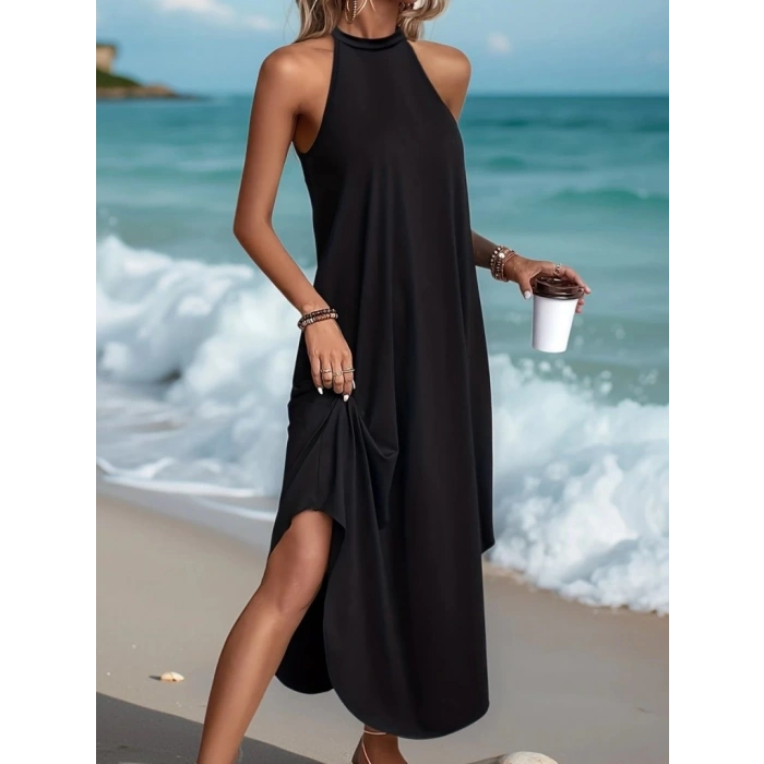 Kadın Daire Yakalı Reglan Kol Viskon Elbise