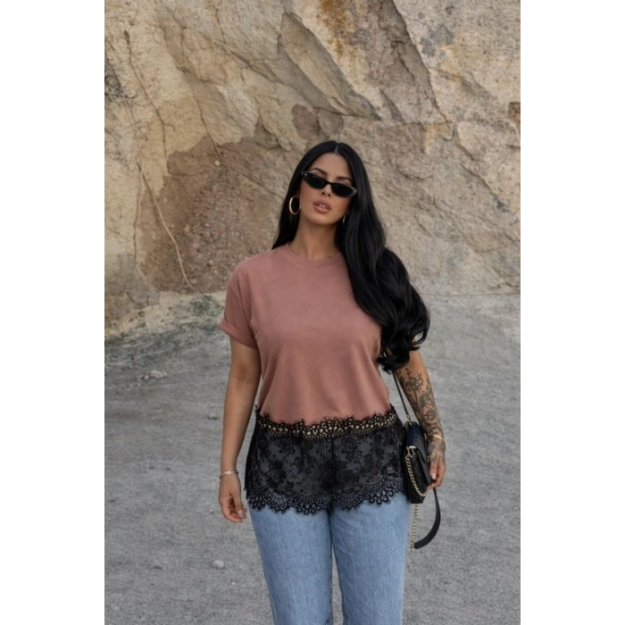 Kadın Dantelli Modal Kumaş Bluz
