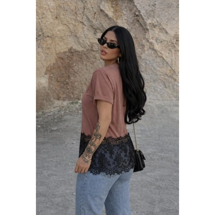 Kadın Dantelli Modal Kumaş Bluz