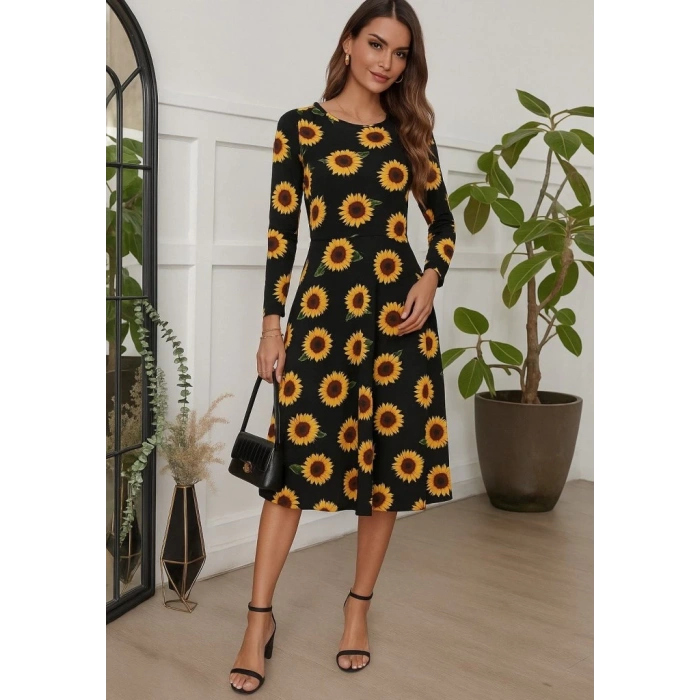 Kadın Fakir Kol Bisiklet Yaka Midi Mikro Elbise