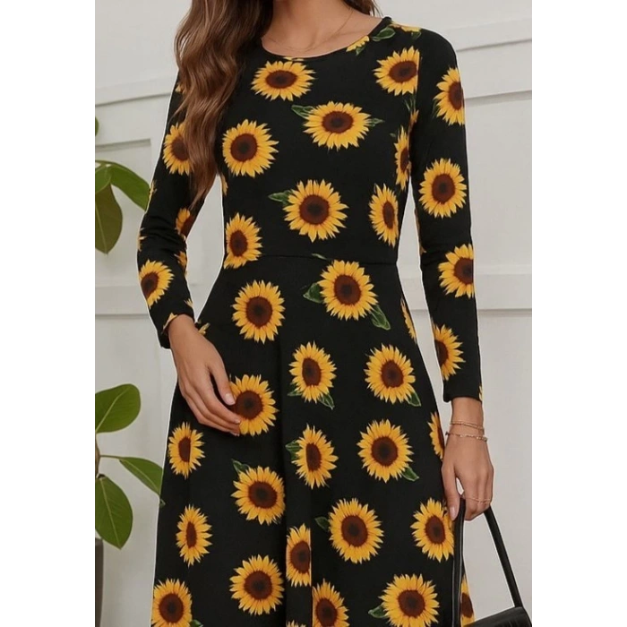 Kadın Fakir Kol Bisiklet Yaka Midi Mikro Elbise