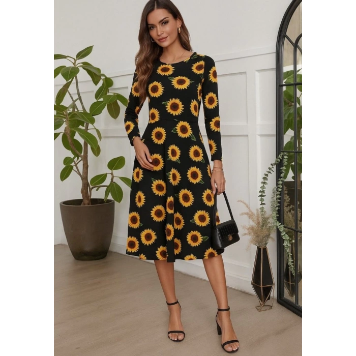 Kadın Fakir Kol Bisiklet Yaka Midi Mikro Elbise