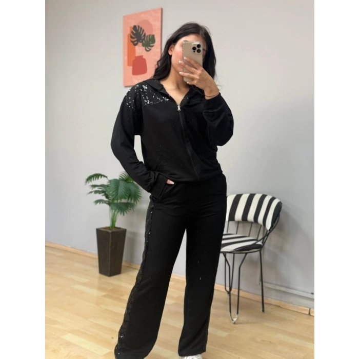 Kadın Iki Iplik Kumaş Pul Ve Fermuar Detaylı Ikili Takım