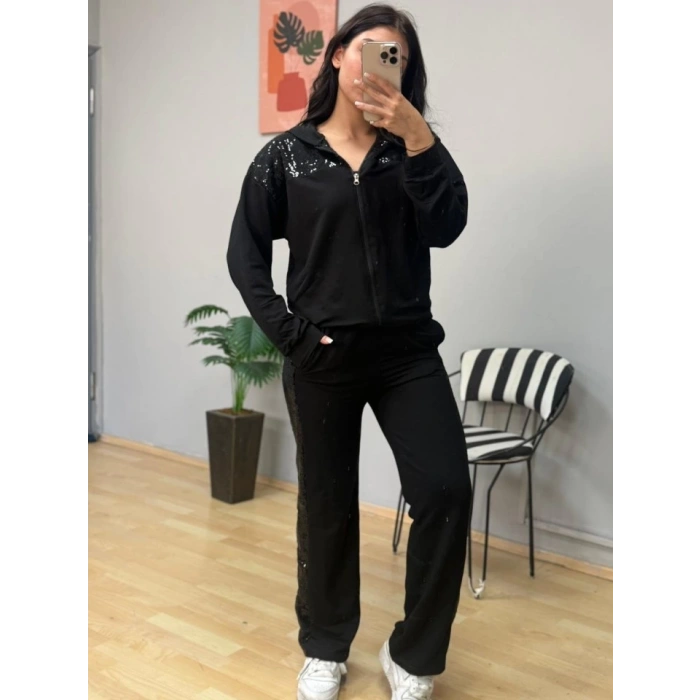 Kadın Iki Iplik Kumaş Pul Ve Fermuar Detaylı Ikili Takım